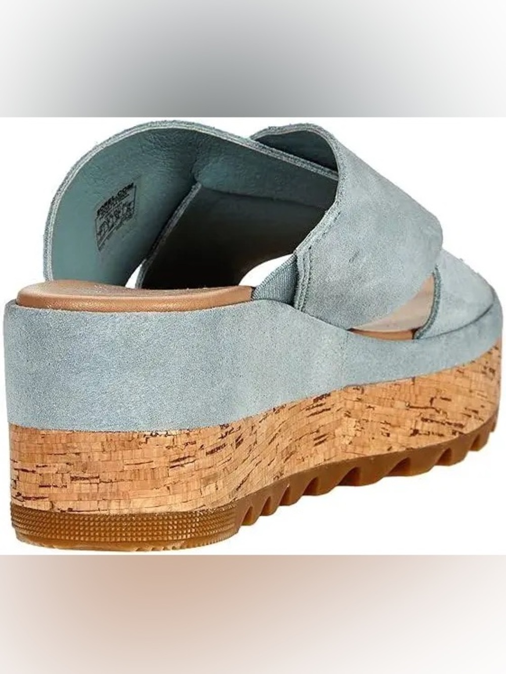 Sorel Cameron Flatform Mule - Cork Platform Sandal- crushed blue, sea salt - Picture 4 of 12